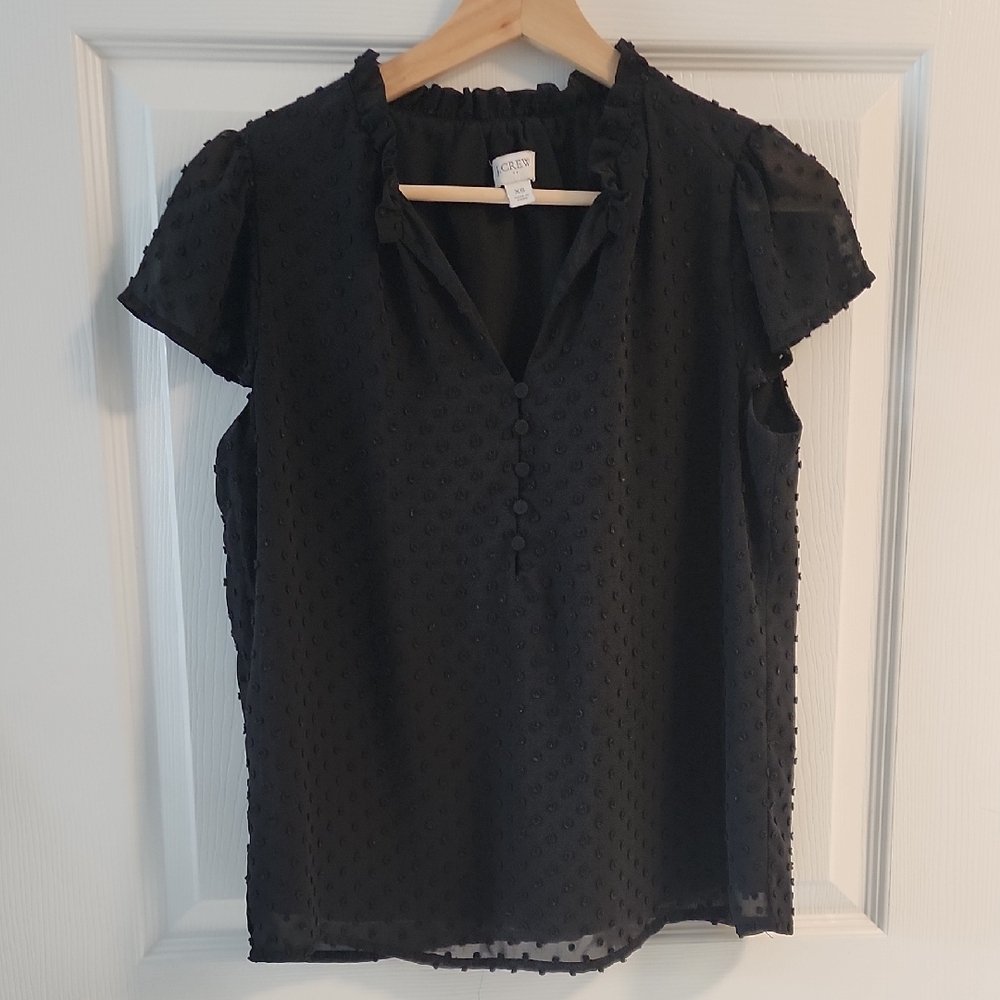 J. Crew Black Textured Blouse